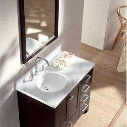 37 inch Single Sink Espresso Finish Bathroom Vanity Carrara White Marble Counter - Bathroom Vanities And Sink Consoles