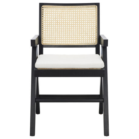 Safavieh Couture Colette Rattan Armchair, Black/Natural