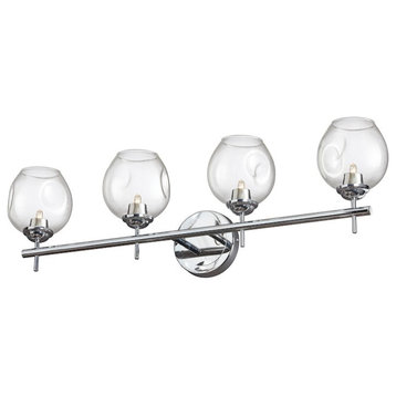 Dainolite Abii 4 Light Vanity, Polished Chrome/Clear