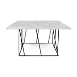 Helix Square Coffee Table, White Marble/Black Steel