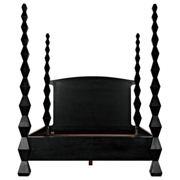 Noir Furniture Mahogany Brancusi Bed With Hand Rubbed Black Finish GBED135EKHB