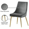 The Draper Dining Chair, Gray, Velvet, Gold Base (Set of 2)