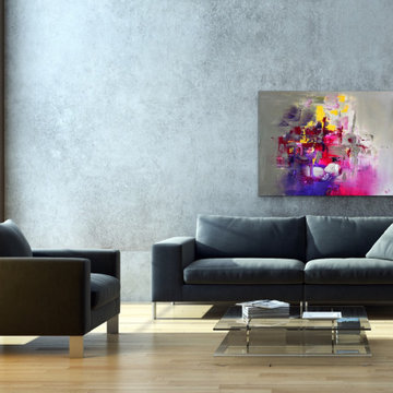 large grey pink abstract art Modern Contemporary Paintings for Family Room