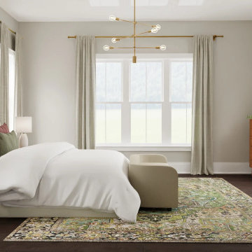 Mid Century Modern Bedroom with Pops of Sage and Mauve