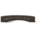 Meridian Furniture - Arc Boucle Fabric Upholstered 8-Pc. Inward Curved Modular Sectional, Brown - Give your living room or den the perfect blend of style and versatility with this Arc boucle fabric curved modular Sectional. Part of the Arc modular furniture collection, this Sectional comes upholstered in rich brown boucle fabric and features deep channel tufting that adds a touch of luxury while enhancing comfort and support. A seamless combination of form and function, this chair can be used with other Arc pieces to create a myriad of configurations in your well-curated room.