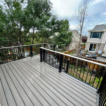 Custom Trex composite deck installed by Global Cooperation LLC in Aurora, Co.