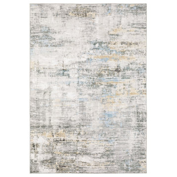 Mayson Contemporary Impressed Beige/Gray Flat Weave Area Rug, 8'9"x12'