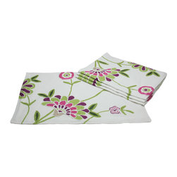 Xia Home Fashions - Crewel Embroidered Flora Linens Collection Placemat, Violet, 14x20, Set of 4 - Placemats