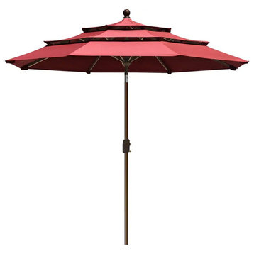 Outdoor Umbrella, 3 Tiers Design With Rust Free Aluminum Pole, Burgundy