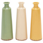 The Novogratz - Vintage Multi Colored Ceramic Vase Set 38850 - Excellent for any table top or surface in a boho or eclectic inspired home. Designed with felt or rubber stoppers at the base that prevent scratching furniture and table tops, as well as sliding around. This item ships in 1 carton. Suitable for indoor use only. This item ships fully assembled in one piece. This multi colored stoneware vase comes as a set of 3. Vintage style. Vases have 1.30 in, 1.30 in, and 1.30 in mouth openings.