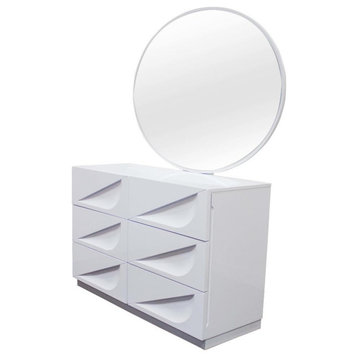 Madrid Off-White 6-Drawer Dresser and Mirror