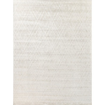 Castelli Handmade Hand Loomed Wool and Bamboo Silk Ivory Area Rug, 10'x14'