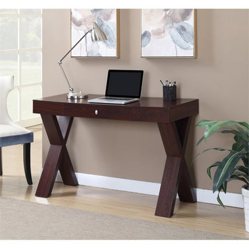 Convenience Concepts Newport Desk with Drawer in Mahogany Wood Finish