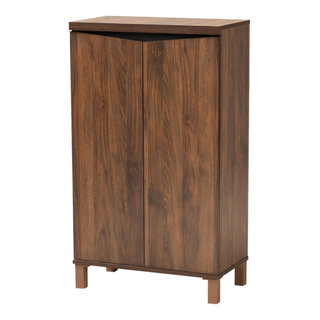 Baxton Studio Fernanda 4-Door Oak Brown Wooden Entryway Shoes Storage Tall Cabinet