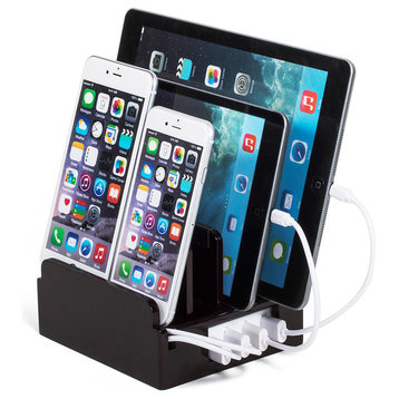 Compact Charging Station With Integrated 4-Port USB, High Gloss Cherry, With Set