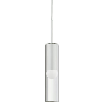Matte White Modern Pendant With Clear Glass