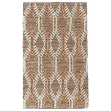 Manitou Beige and Blue Accent Rug, Natural/Ivory, 5x8