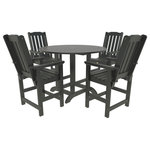 Highwood USA - Lehigh 5-Piece Round Counter-Height Dining Set, Black - 100% Made in the USA - backed by US warranty and support