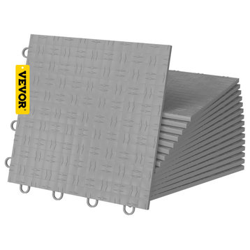 VEVOR 12"x12" Interlocking Garage Flooring Tiles, Silver, 50 Sq. Ft.