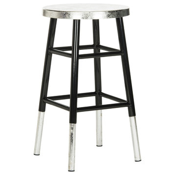 Safavieh Kenzie Stool, Black With Silver Foil, Counter Height