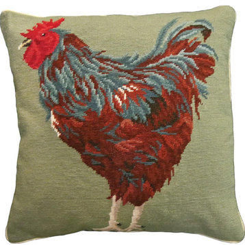 Throw Pillow FARM AND RANCH Rhode Island 18x18 Red Needlepoint Canvas