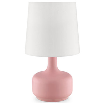 17.25" Tall "Cheru" Modern Mid-Century Touch on Table Lamp, Powder Pink