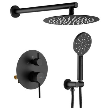 Circular Pressure 2-Function Shower System, Rough-In Valve, Matte Black