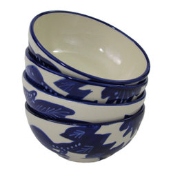 Le Souk Ceramique - Stoneware Deep Sauce/Ice Cream Bowls, Set of 4, Jinane Design - Serving And Salad Bowls