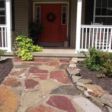 Natural Flagstone Sidewalk & Fresh Plantings