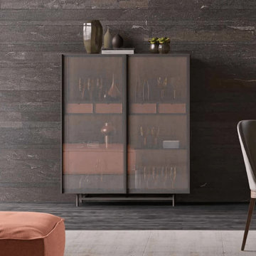 Modern tall Glass sideboard by Orme