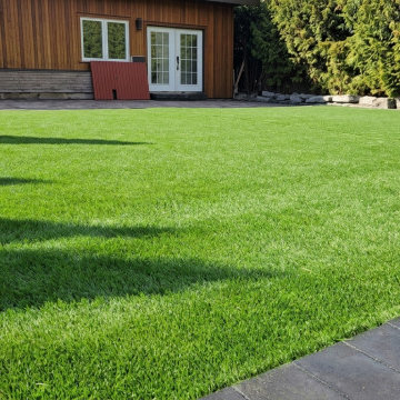 Artificial Grass , Retaining Wall & Pavers