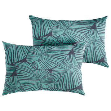 Blue Tropical Outdoor Pillow Set, 12x18