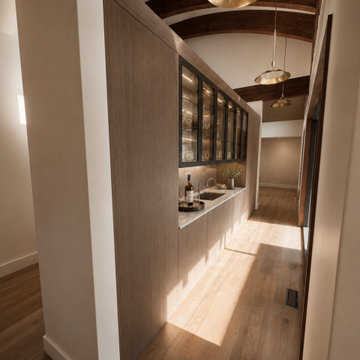 Butler's Pantry with Glass Uppers & Barrel Ceiling - Bend, OR