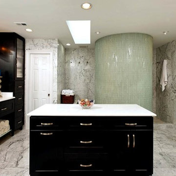 Elegant Bath Remodel in Mt. Vernon Area Uses Marble and Glass