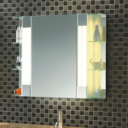 Fab Glass and Mirror Bathroom Mirror Cabinet with LED Lights and 2 Adjustable Sh - Products