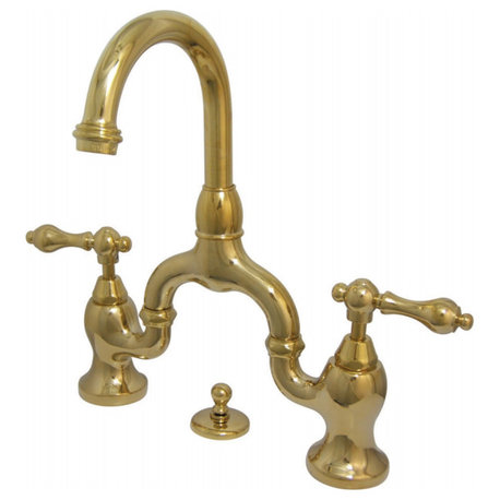 Kingston Brass Bathroom Faucet With Brass Pop-Up, Polished Brass