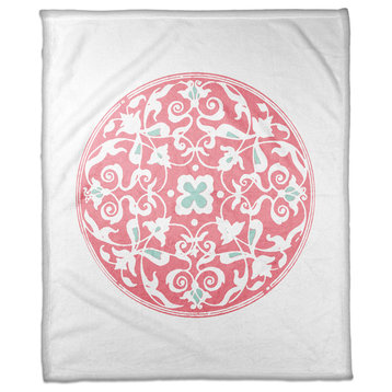 Pink Morrocan Circle Fleece Throw Blanket