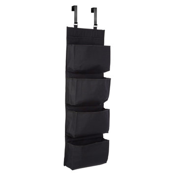 Overdoor Hanging 4-Compartment Fabric Organiser, Black