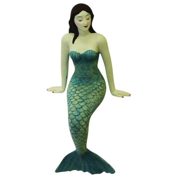 Luxe Mermaid Bathing Beauty Shelf Sitter Statue, Swim Suit Fantasy Blue