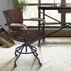 Brice Modern Office Chair, Industrial Gray & Brown Fabric With Pine Wood Arms