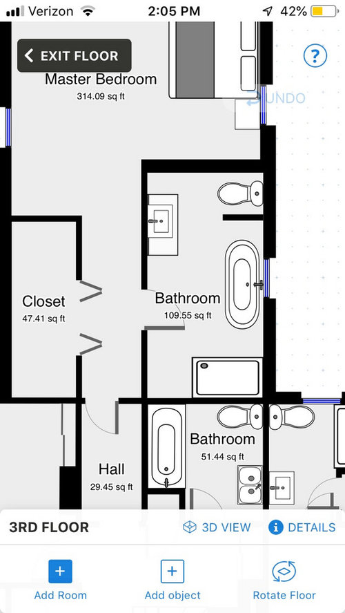 Minimum master  bathroom  size