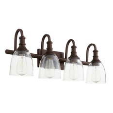 Richmond 4-Light Vanity Fixture, Oiled Bronze With Clear Seeded