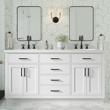 Ariel Hepburn 66" Double Sink Bath Vanity Base, White