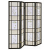 Coaster Traditional Wood Four Panels Floral Folding Room Divider in Black