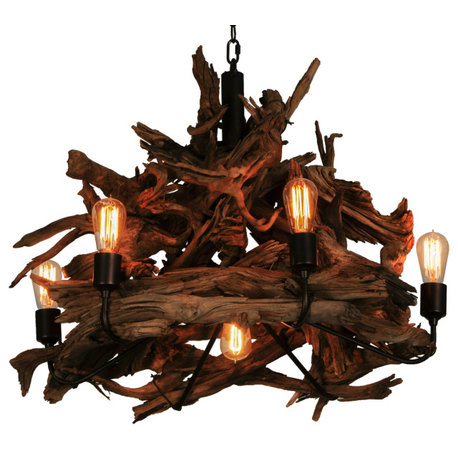 30 Wide Driftwood 7 Light Chandelier