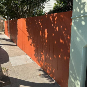 Redwood fence installation