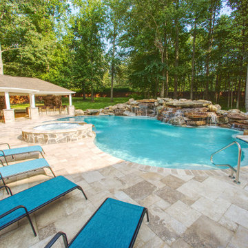 Custom Inground Pool with Spa and Waterfalls.