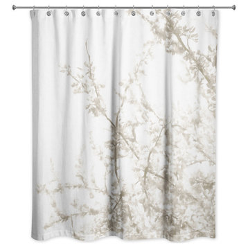 Beige Flowering Tree 71x74 Shower Curtain