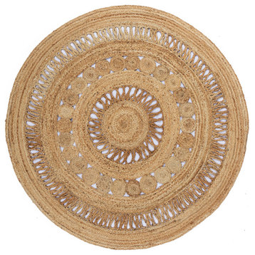 Earth First Jute Stitched Round Rug, 3'x3'