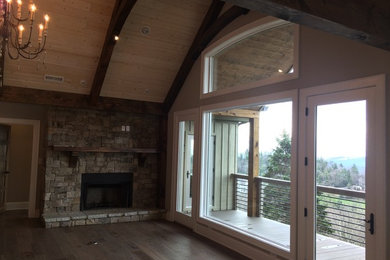 Example of a transitional living room design in Charlotte